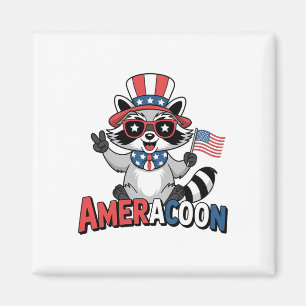 Imã Raccoon Americoon Patriótico 4º de julho América