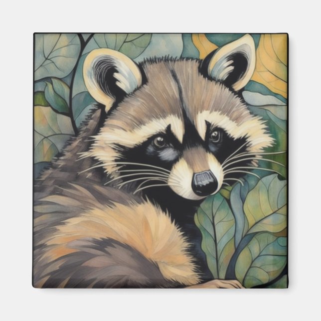 Imã Raccoon Art Nouveau Magnet (Frente)