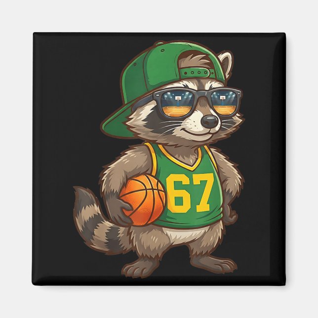 Imã Raccoon Basketball 67 Gen Alpha Slang Srts Men Boy (Frente)