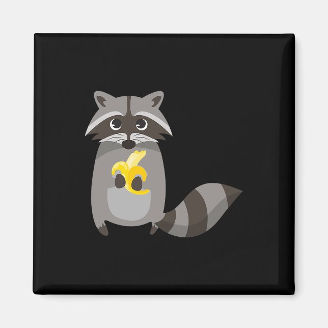 Imã Raccoon Comendo Fruta De Banana Bonita (Frente)