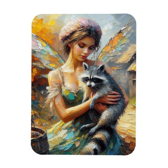 Ímã Raccoon e Fada (Vertical)
