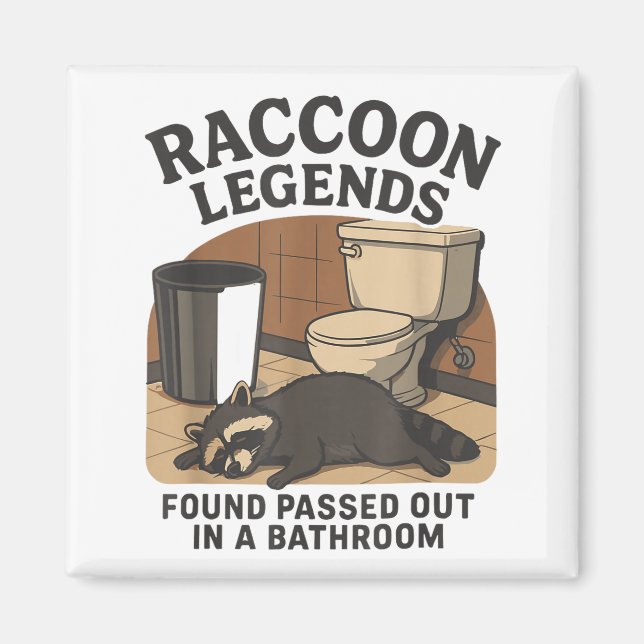 Imã Raccoon Legends Found Ped Out In A Bathroom Trashe (Frente)