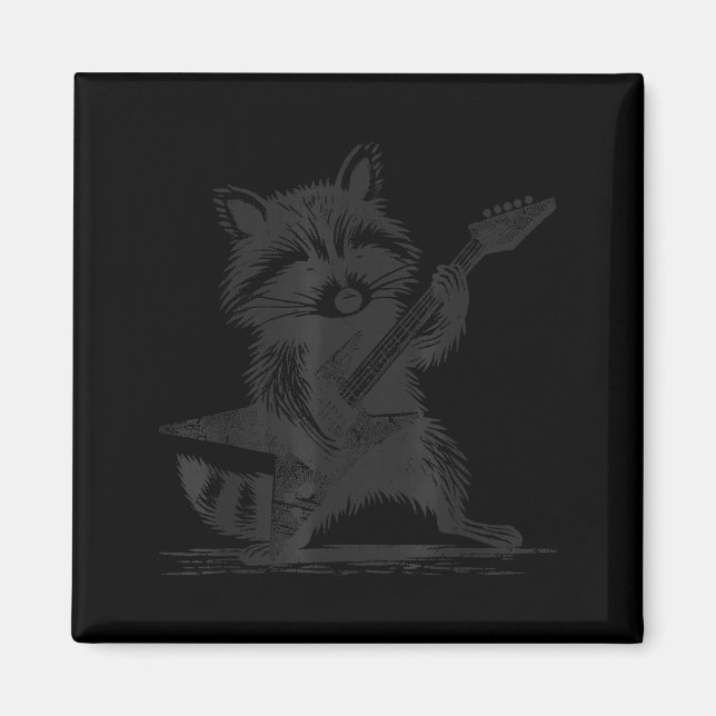 Imã Raccoon Rock Music For Men Women Band Kids Rocker  (Frente)