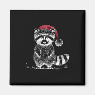 Imã Raccoon Santa Hat Lo Panda Raccoon