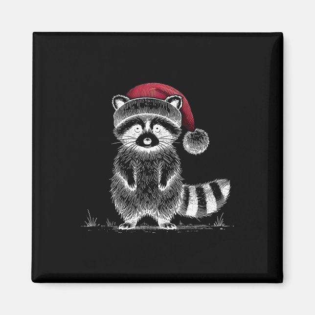 Imã Raccoon Santa Hat Lo Panda Raccoon (Frente)