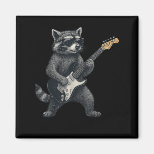 Imã Raccoon Tocando Violão Rock E Homens Presentes