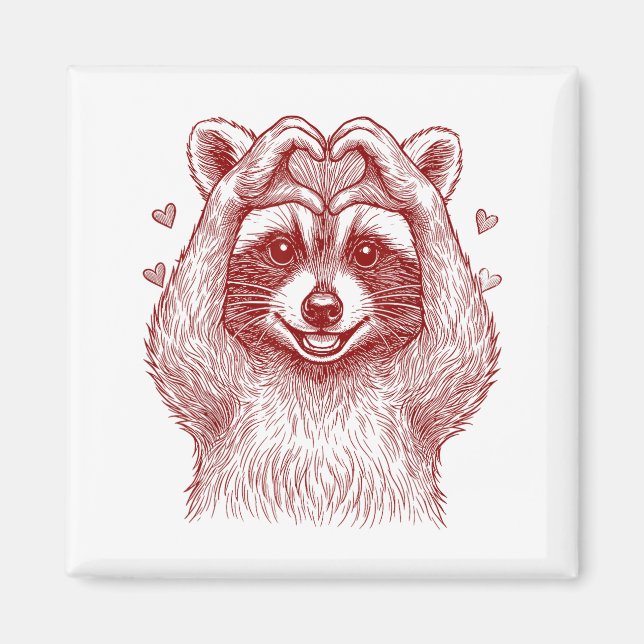 Imã Raccoon Valentines Day Funny Feral Raccoon Love He (Frente)