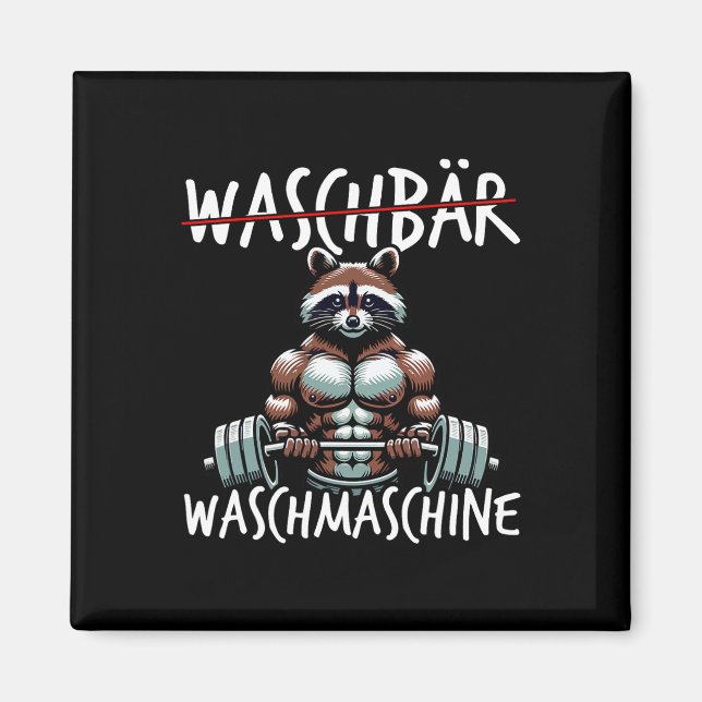 Imã Raccoon Washing Machine Raccoon Malhação Bodybuild (Frente)
