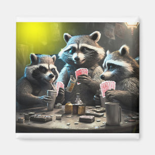 Imã Raccoons jogando pôquer