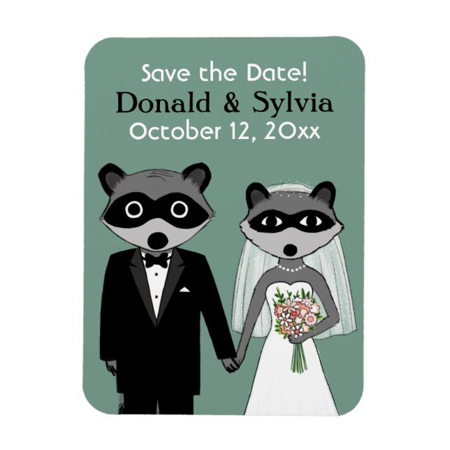 Ímã Raccoons Wedding Date (Vertical)