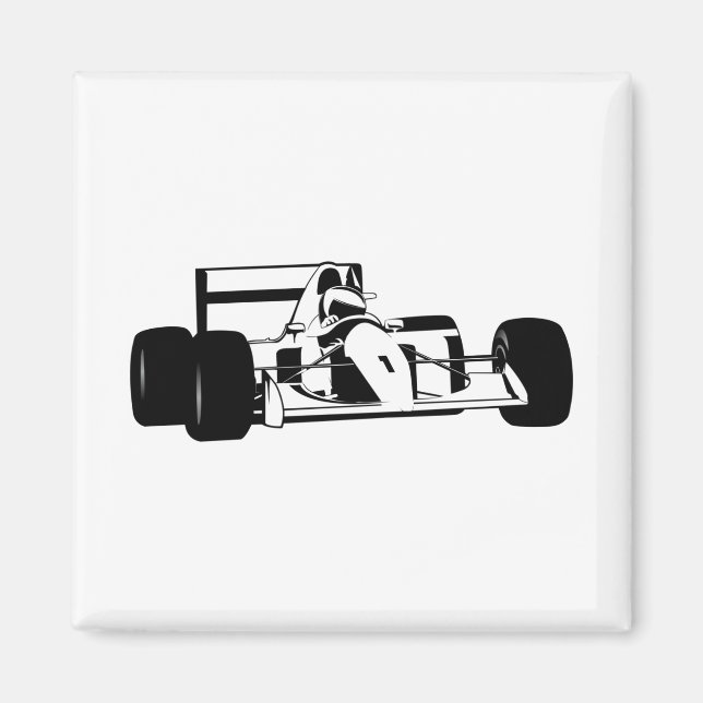 Imã Race Car Silhouette preto e branco (Frente)