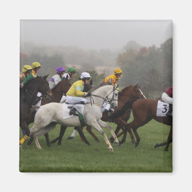 Imã Race Horse Field Square Magnet (Frente)