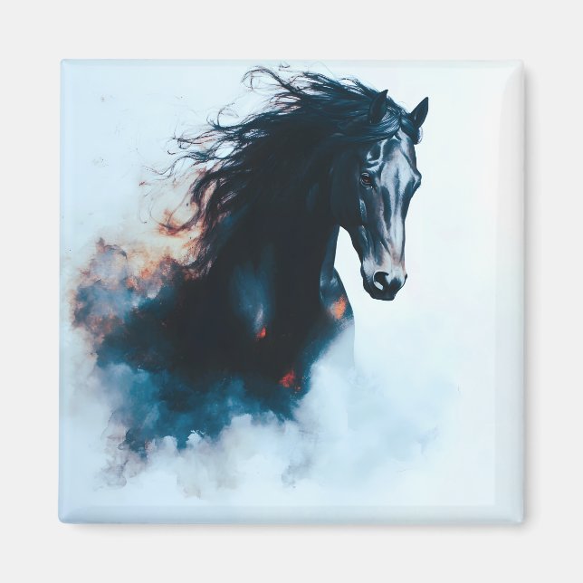 Imã  Racing Black Horse Portrait Minimalist (Frente)