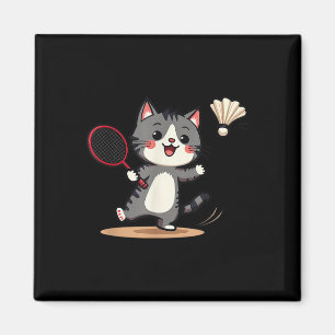 Imã Racquete de Peteca de Gato Fofo de Badminton Engra