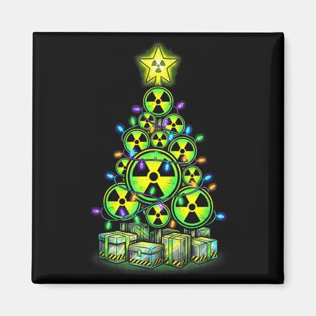 Imã Radioactive Christmas Tree Graphic Nuclear Warning (Frente)