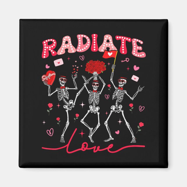 Imã Radiology Radiate Rad Tech Valentine Skeleton Hear (Frente)