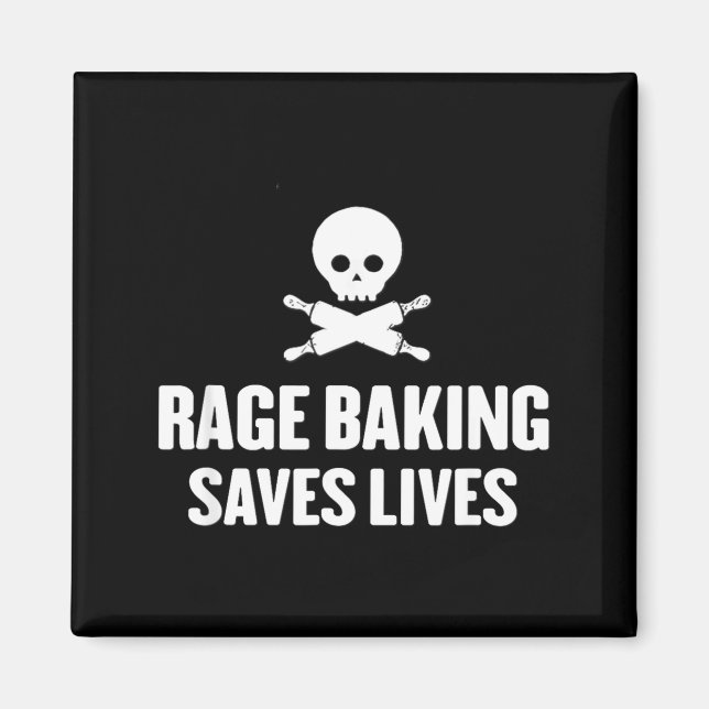 Imã Rage Baking Saves Live Skull Funny Baker Cook Chef (Frente)