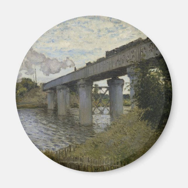 Imã Railway Bridge at Argenteuil (Railroad) (by Monet) (Frente)