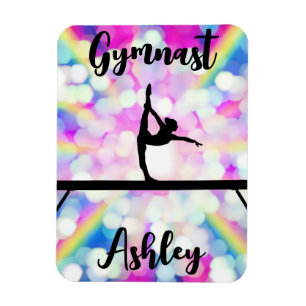 Ímã Rainbow Bokeh Blast Gymnastics Beam Personalizado