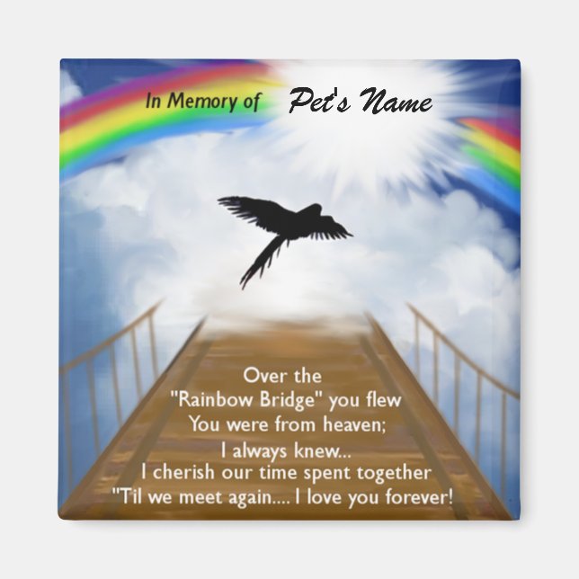 Imã Rainbow Bridge Memorial Poem for Birds (Frente)