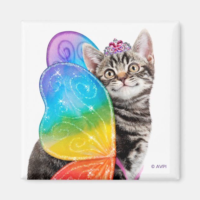 Imã Rainbow Butterfly Princess Kitten (Frente)