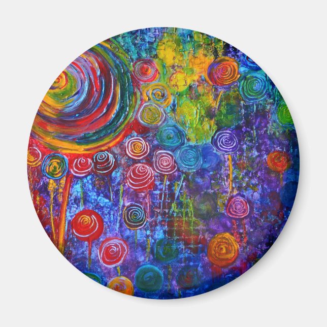 Imã Rainbow Candy Swirls Coloridos Art Design (Frente)