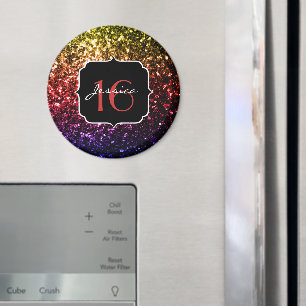 Imã Rainbow faux glitter sparkles Sweet 16