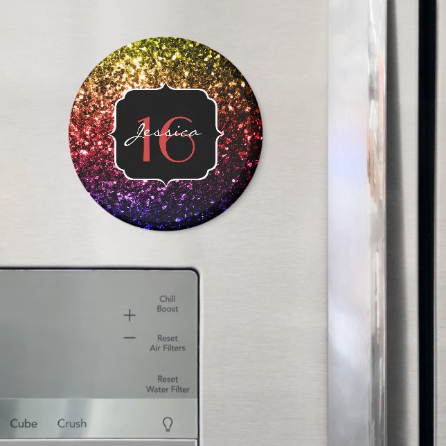 Imã Rainbow faux glitter sparkles Sweet 16 (In Situ (Fridge))