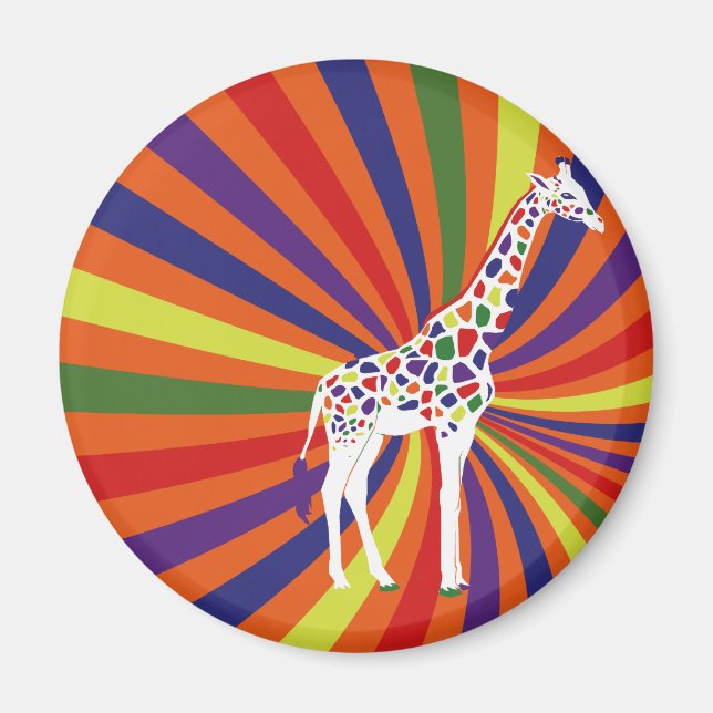 Imã Rainbow Giraffe Art (Frente)