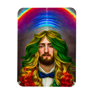 Ímã Rainbow Hair Man Of Love Fantasy Surreal LGBTQ Art