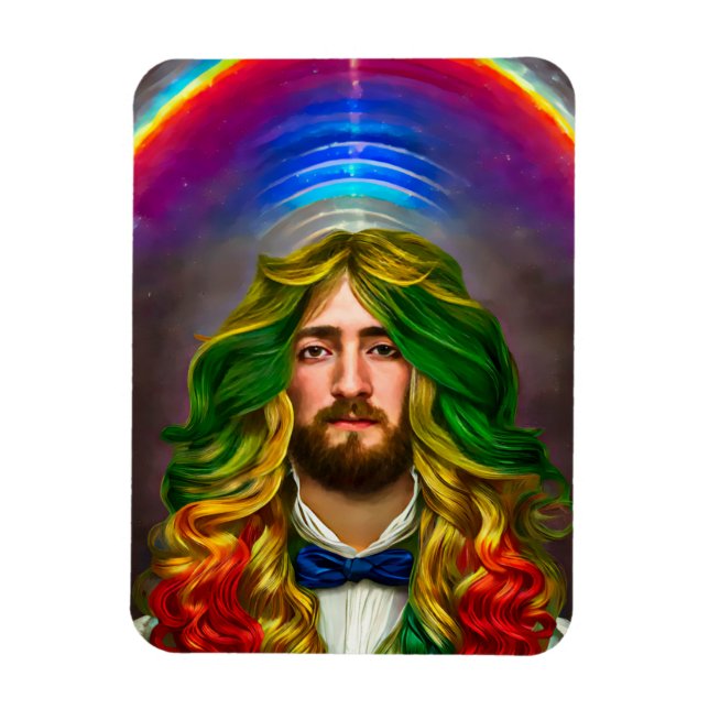 Ímã Rainbow Hair Man Of Love Fantasy Surreal LGBTQ Art (Vertical)