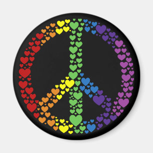 Imã Rainbow Heart Peace Sign Magnet