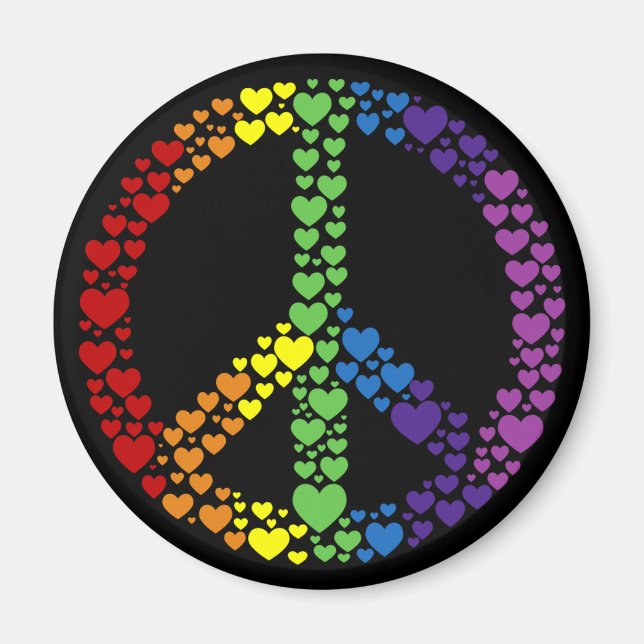 Imã Rainbow Heart Peace Sign Magnet (Frente)