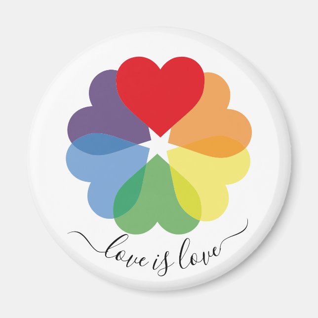 Imã Rainbow Hearts Love Is Love Pride (Frente)