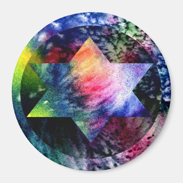 Imã Rainbow Jewish Star Magnet (Frente)
