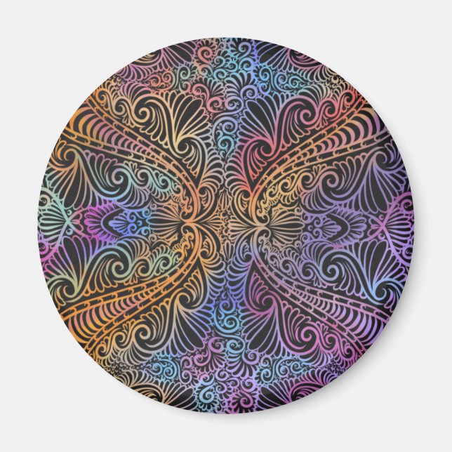 Imã Rainbow Kaleidoscope Mandala (Frente)