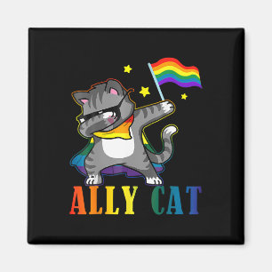 Imã Rainbow Lgbt Orgulho Lésbico Engraçado Cat Dabbing