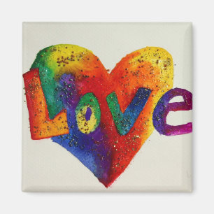 Imã Rainbow Love Word Magnet Pintura Inspiradora
