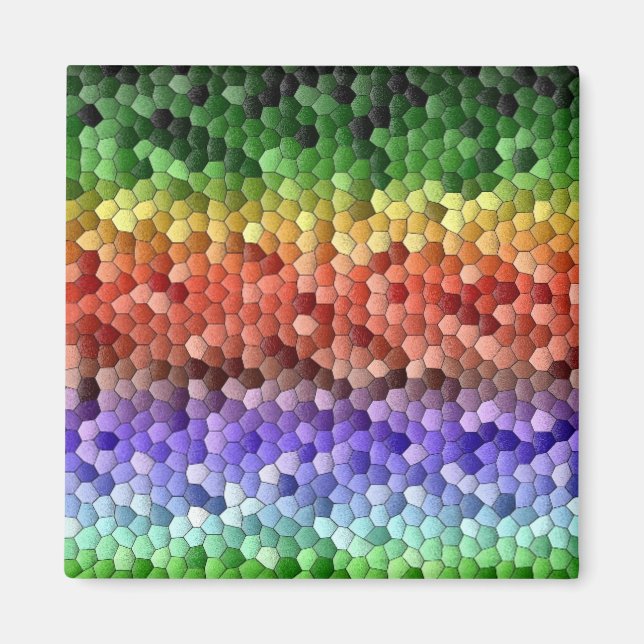 Imã Rainbow Mosaic Pattern (Frente)