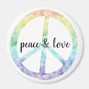 Imã Rainbow Peace Sign com coração personalizado