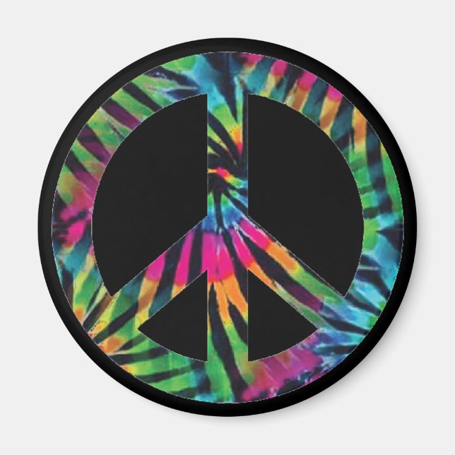Imã Rainbow Peace Sign Hippie Magnet (Frente)