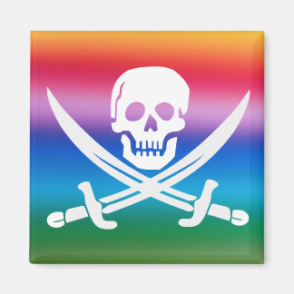 Imã Rainbow Pirate Jolly Roger Magnet