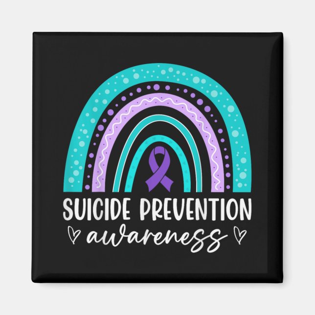 Imã Rainbow Suicide Prevention Awareness Teal Amp Pu  (Frente)