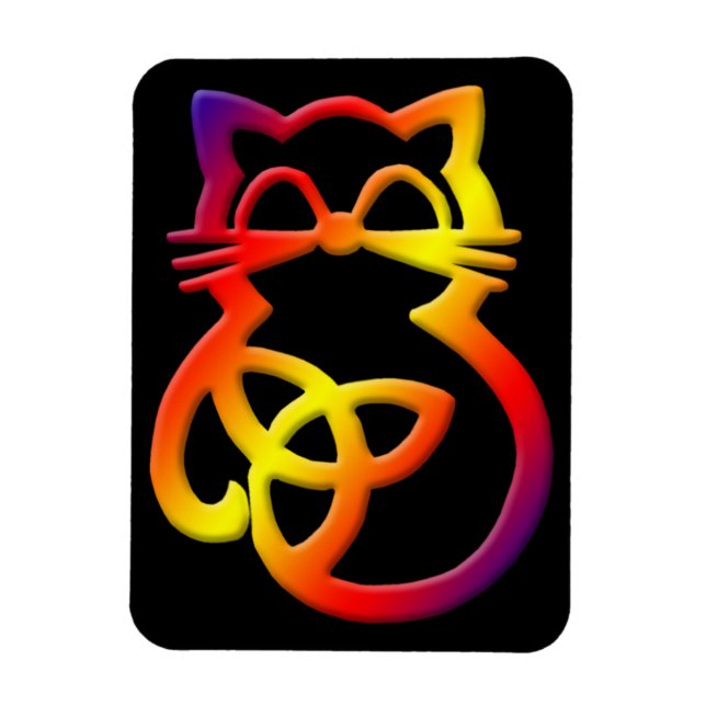 Ímã Rainbow Trinity Knot Celtic Cat Magnet (Vertical)