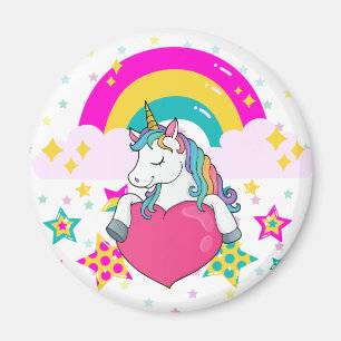 Imã Rainbow Unicorn com estrelas