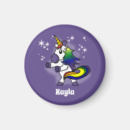 Imã Rainbow Unicorn Flosing com fundo estrelado