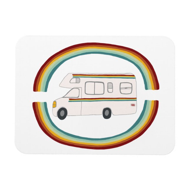 Ímã Rainbows Retro RV Whimsical Camping Motorhome (Horizontal)