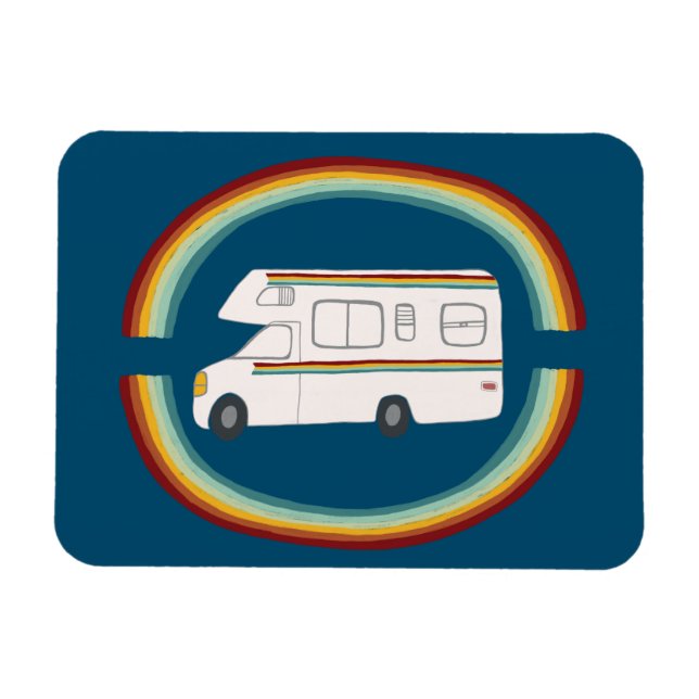 Ímã Rainbows Retro RV Whimsical Camping Motorhome (Horizontal)