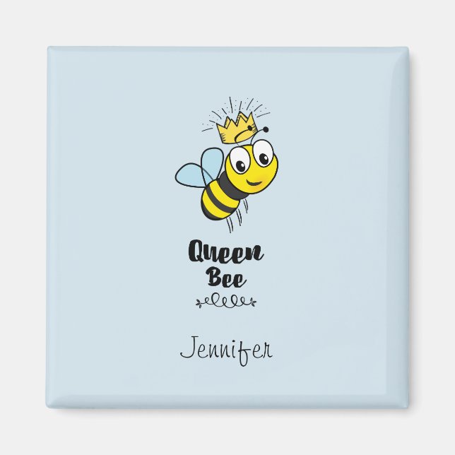 Imã Rainha Bee Bumble Bonita com Coroa Personalizada (Frente)