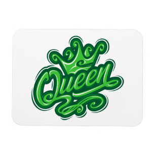 Ímã Rainha Com Coroa, Design de Tipografia